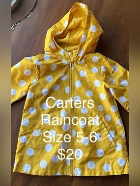 Carter's Yellow Polka Dot Hooded Raincoat